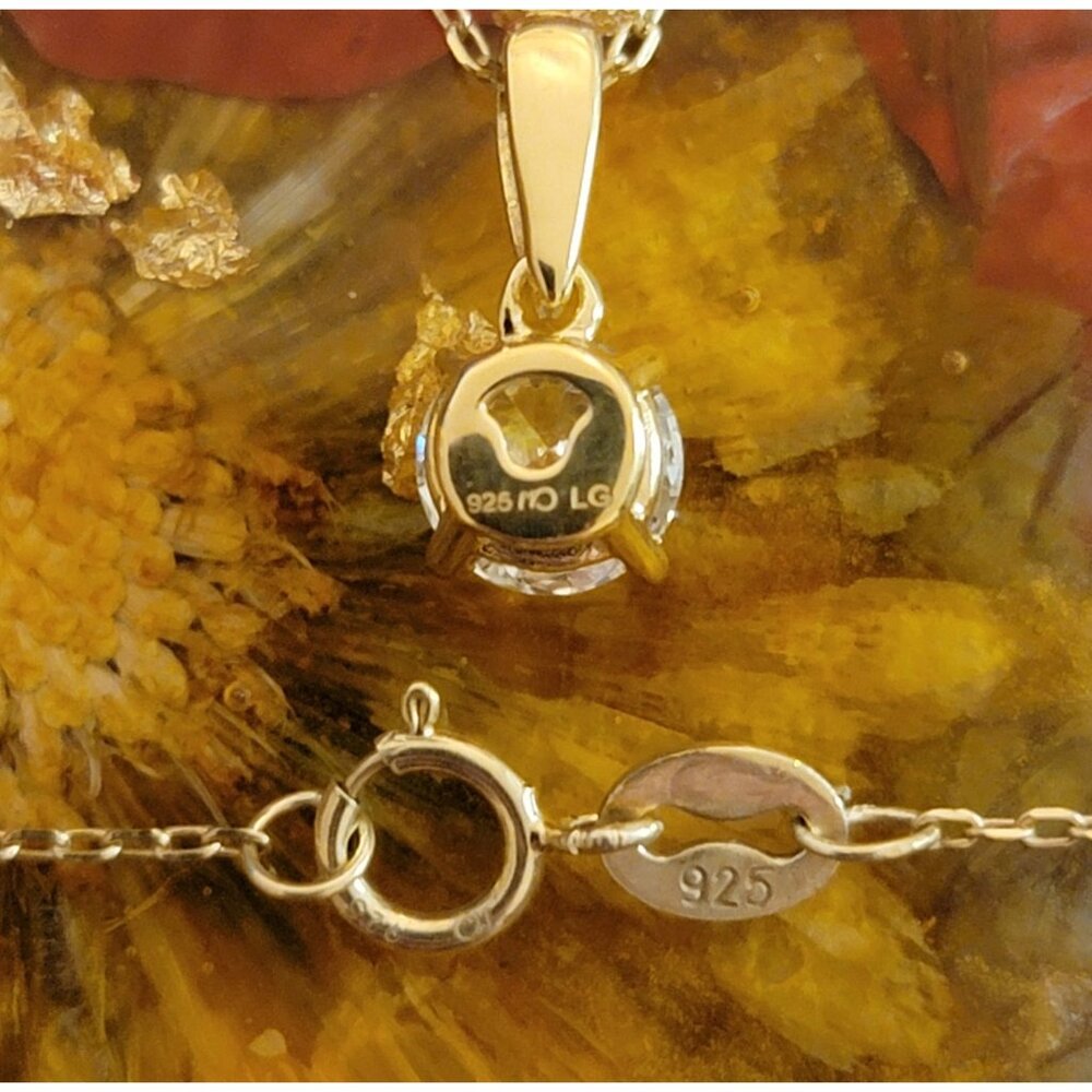Lab Grown Diamond 0.75 Cttw Solitaire Pendant 18in 14KT Gold-Plated Sterling NWT - Picture 7 of 9